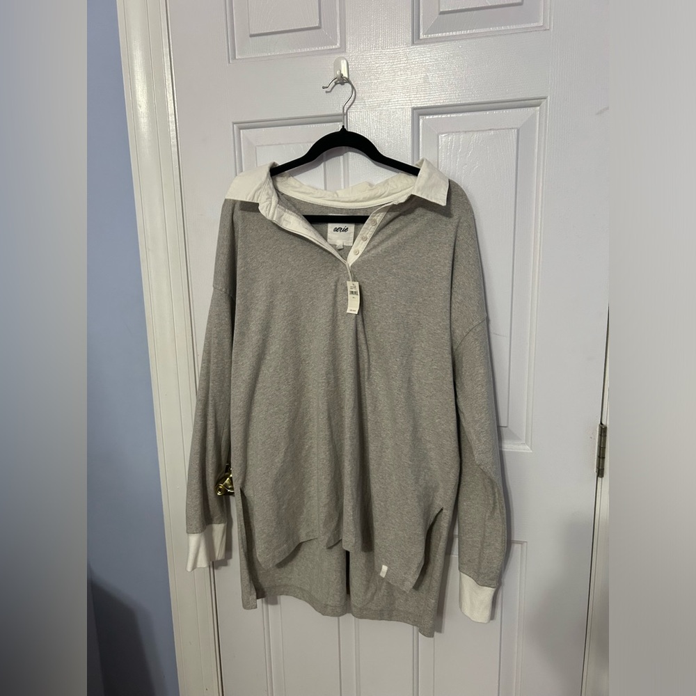 NWT Aerie Long Sleeve Oversized Polo - Picture 2 of 6